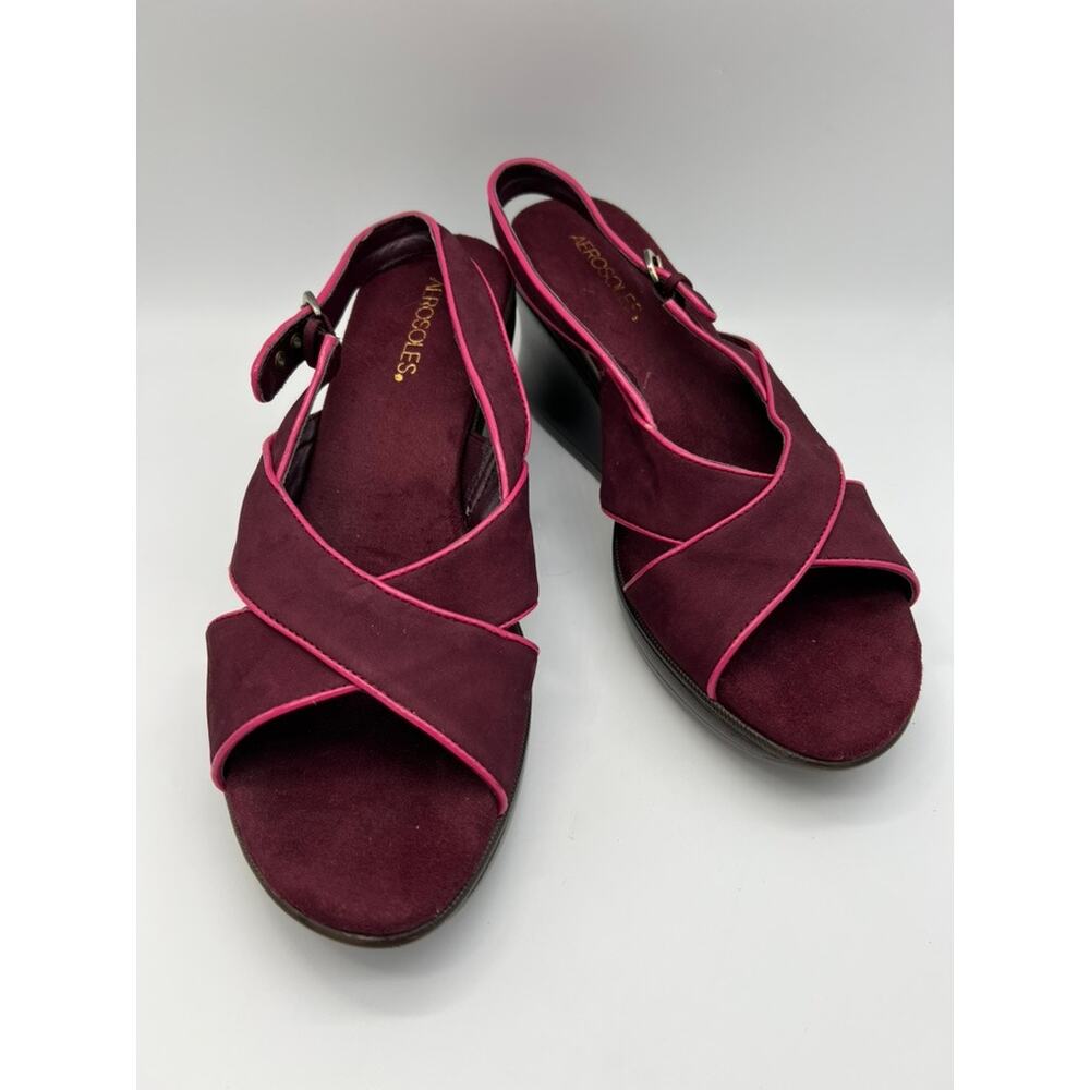 AEROSOLES Red and Pink Heels with Crisscross Straps